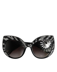 Dolce & Gabbana Black Silver Sequin Butterfly Polarized Sunglasses