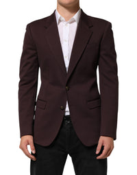 Dolce & Gabbana Maroon Cotton 2 Buttons Suit Jacket Blazer