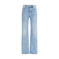 Saint Laurent Light Blue Cotton Straight-Leg Jeans