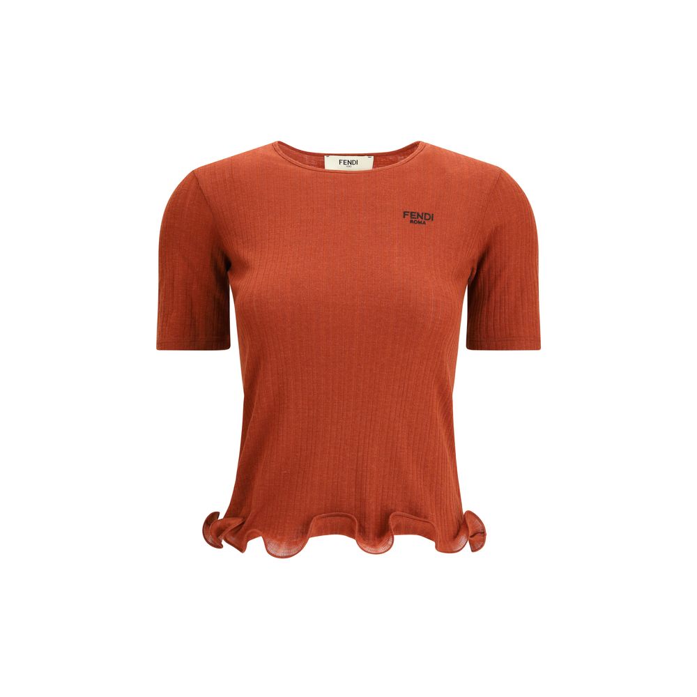 Fendi Red Fleece Wool Top