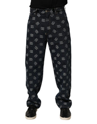 Dolce & Gabbana Blue Logo Print Straight Denim Men Jeans