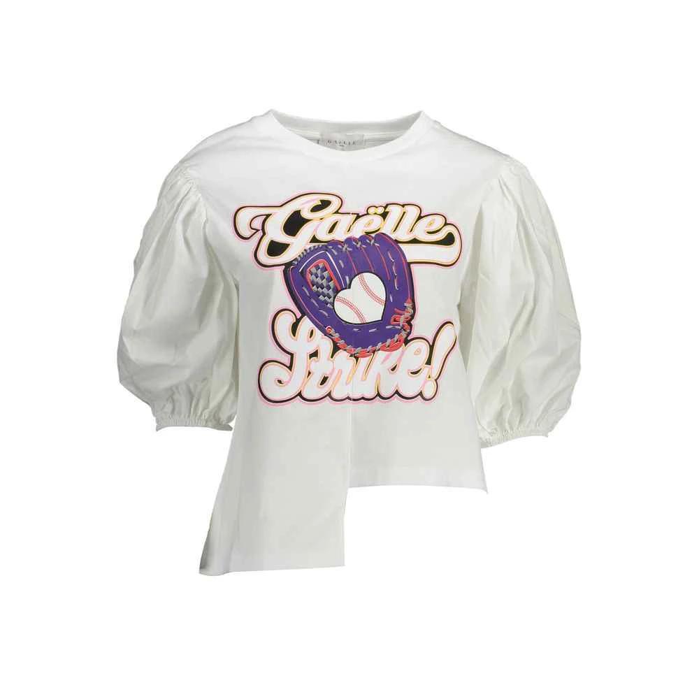 Gaelle Paris Bianco Cotton Women T-Shirt by Gaelle Paris