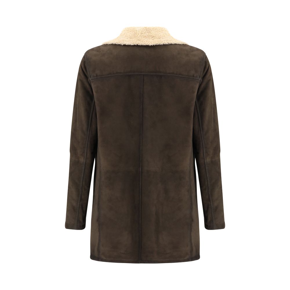 D'amico Brown Leather Coat
