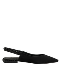 Dolce & Gabbana Black Crystal Charmeuse Slingback Shoes