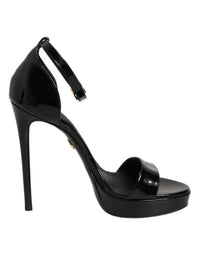 Dolce & Gabbana Black Leather Platform Keira Sandals Shoes