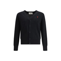 Ami Paris Black Merino Wool Cardigan