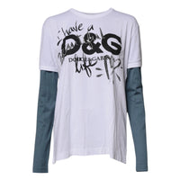 Dolce & Gabbana White Graphic Print Cotton Crew Neck T-shirt