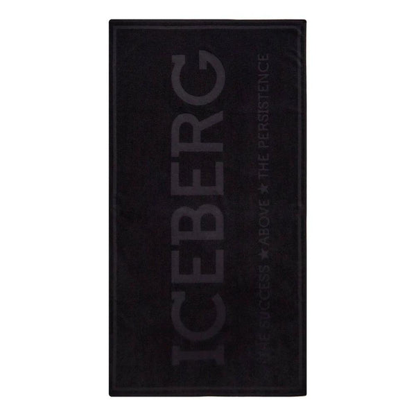 Iceberg Black Cotton Men's Beach Towel by Iceberg