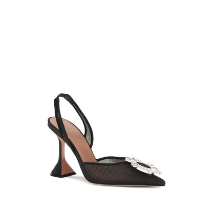 Amina Muaddi Black Polyester High Heel Pumps