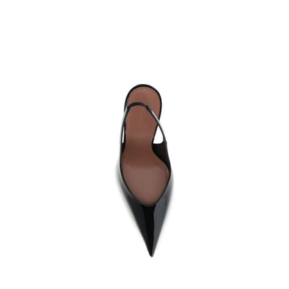 Amina Muaddi Black Leather Pumps