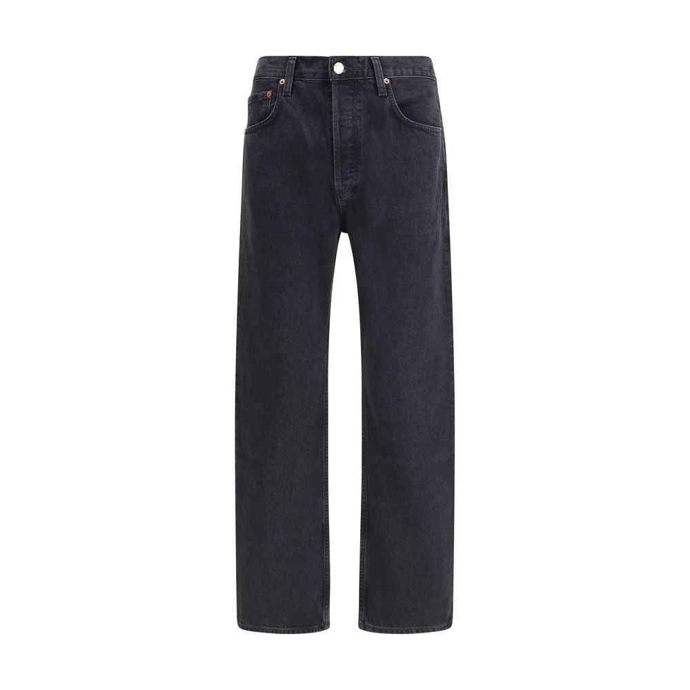 Agolde Black Cotton Straight-Leg Jeans