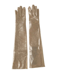 Dolce & Gabbana Beige Nylon Long Elbow Length Mitten Gloves