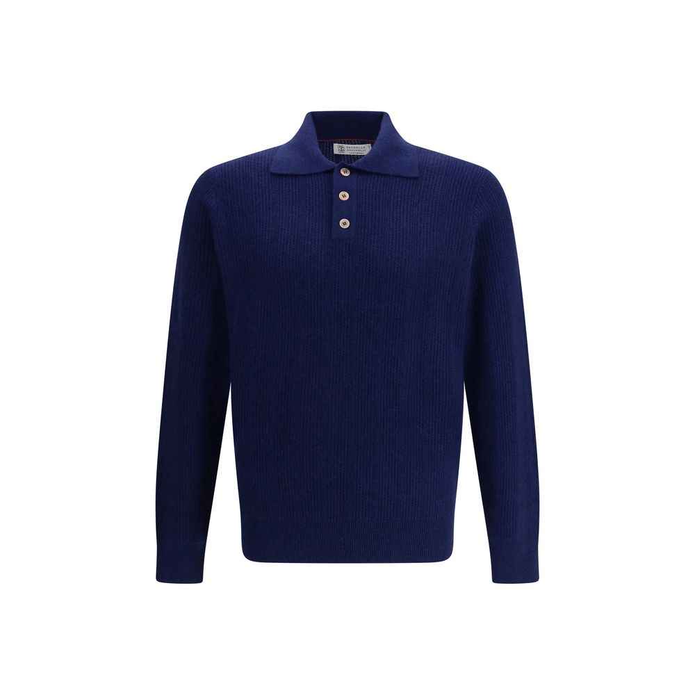 Brunello Cucinelli Blue Cashmere Polo Shirt