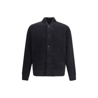 Laneus Black Merino Wool Bomber