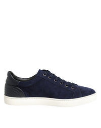 Dolce & Gabbana Blue Leather Suede Low Top Sneakers Shoes