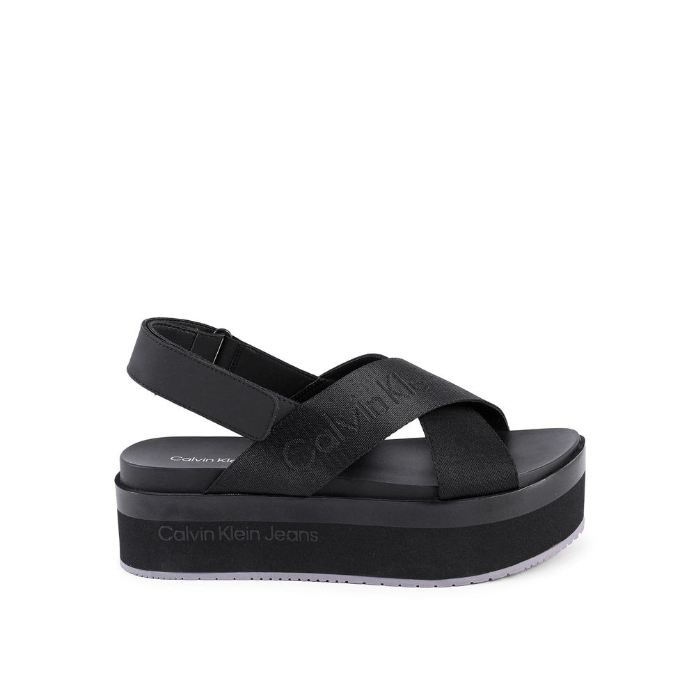 Calvin Klein Black Recycled Polyester Platform Sandals