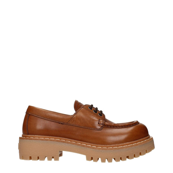 Prada Brown Leather Oxfords And Derbies by Prada