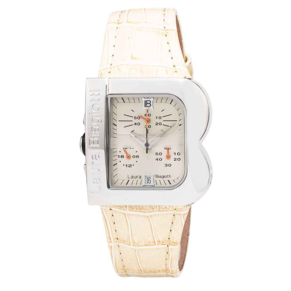Laura Biagiotti Beige Leather Dress Watch