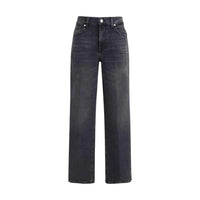 7FOR Black Cotton Straight-Leg Jeans by 7FOR