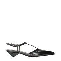 Prada Gray Leather Flat Sandals